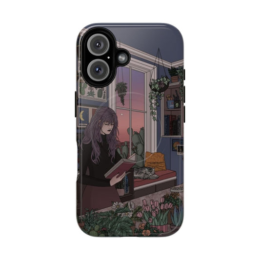 Dusk-themed phone case with space, stars, aliens, and cacti design