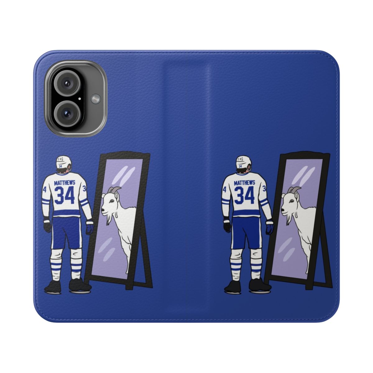 Flip cover phone case featuring Auston Matthews inspired design with the Toronto Maple Leafs logo