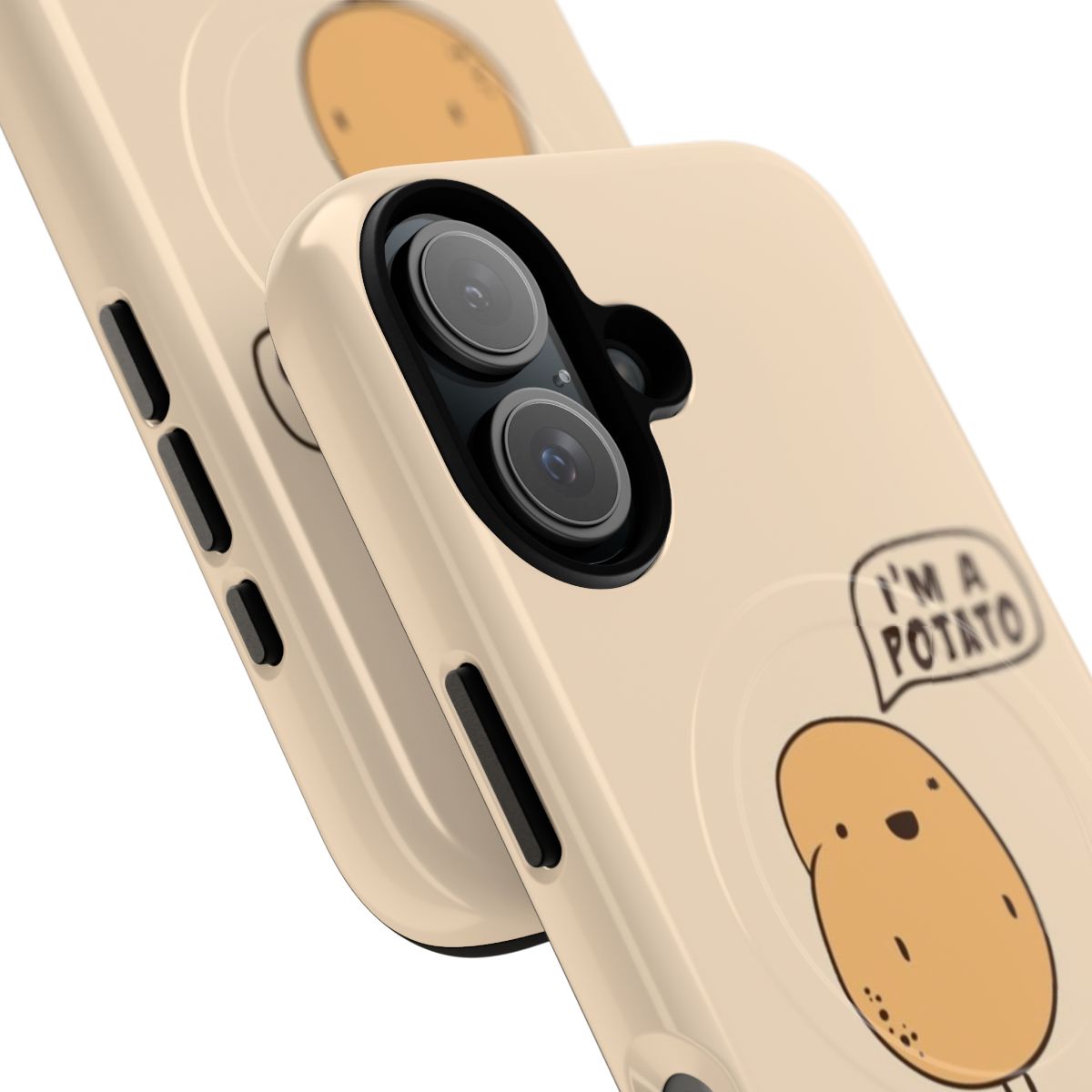 A magnetic tough phone case with a potato-themed meme design. - Detail