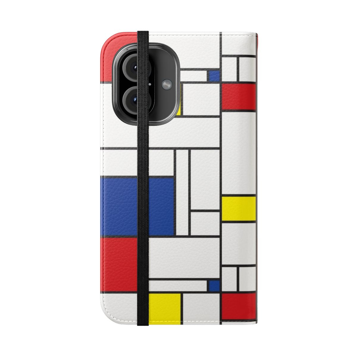 Minimalist Mondrian-Inspired Modern Phone Case with Colorful Abstract Geometric Design - Folded Front