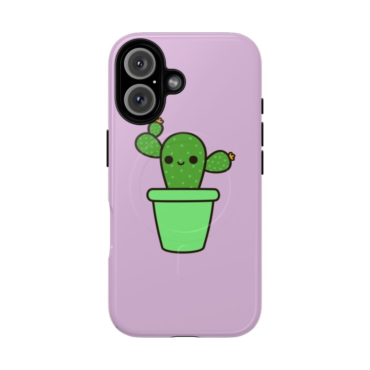 Cute cactus in green pot on a durable, magnetic phone case