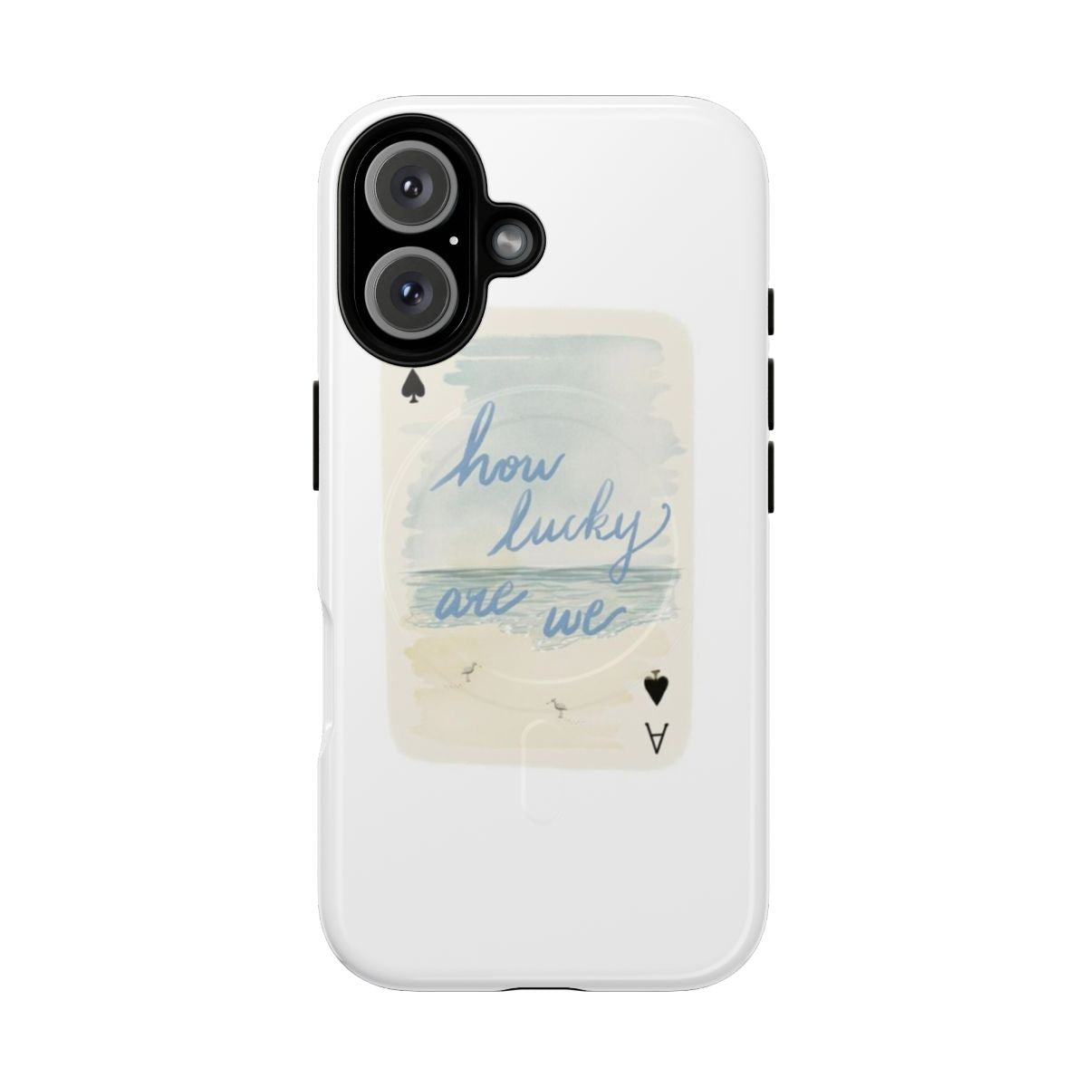 A durable magnetic phone case with a lucky beach seagull design.