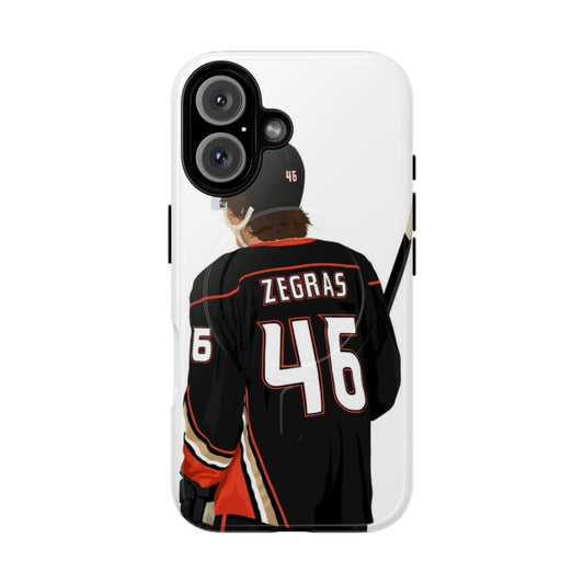 Customizable phone case featuring Trevor Zegras, hockey player for the Anaheim Ducks