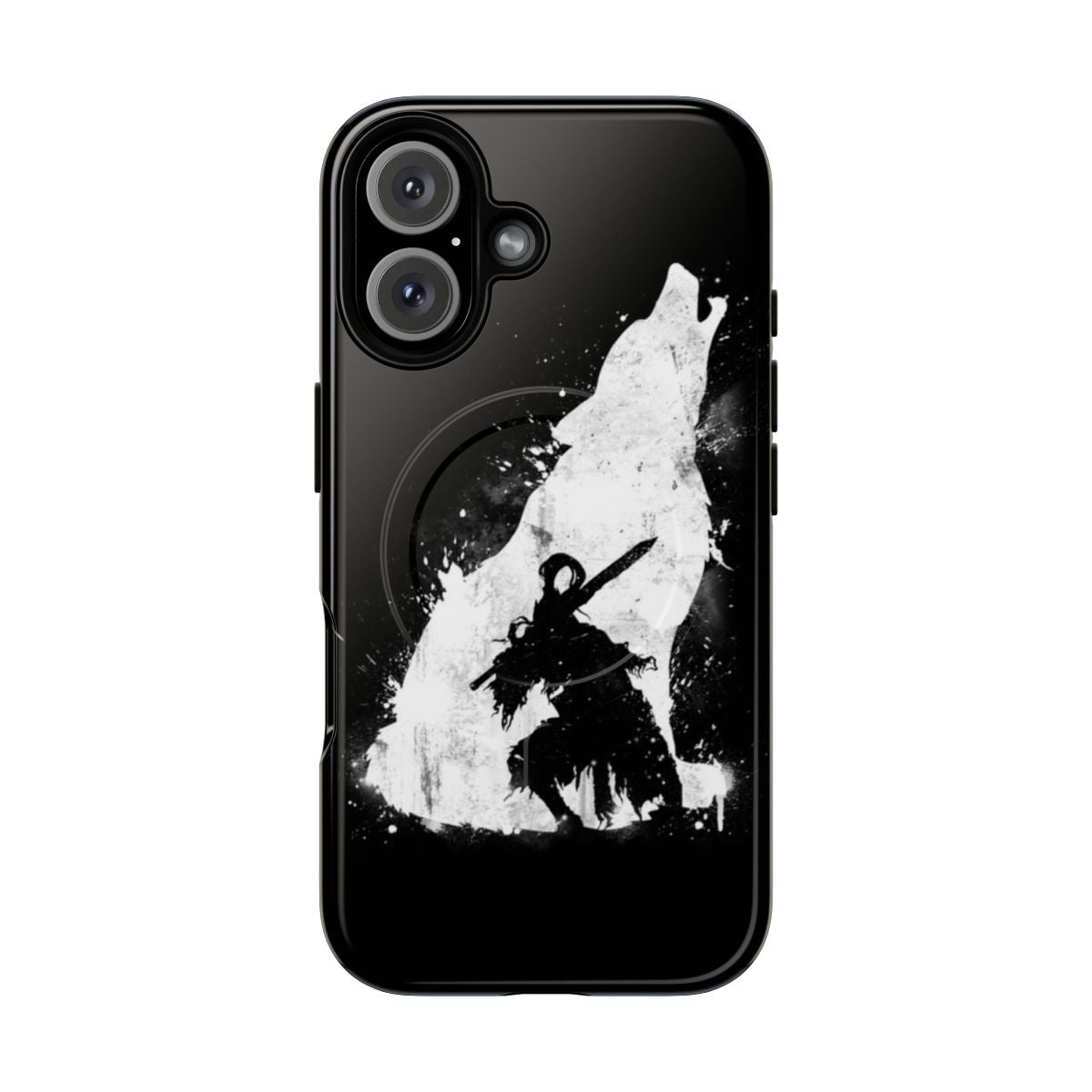 Abyss Warrior themed magnetic phone case featuring Sif the Great Wolf from Dark Souls