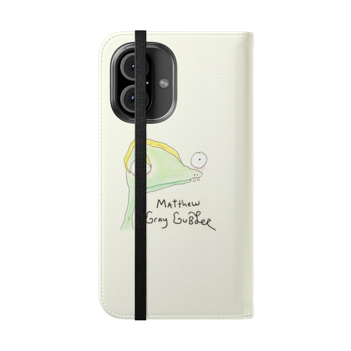 Rumple Buttercup-inspired flip phone case with a whimsical design - Folded Front