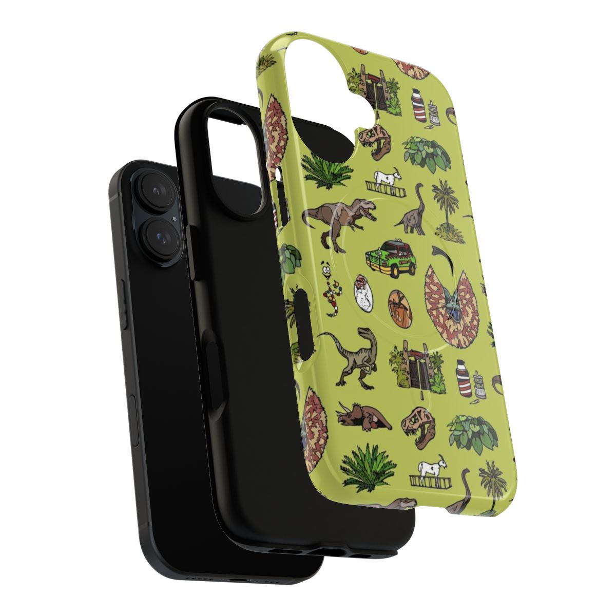 Jurassic dinosaur pattern magnetic tough phone case - Layers