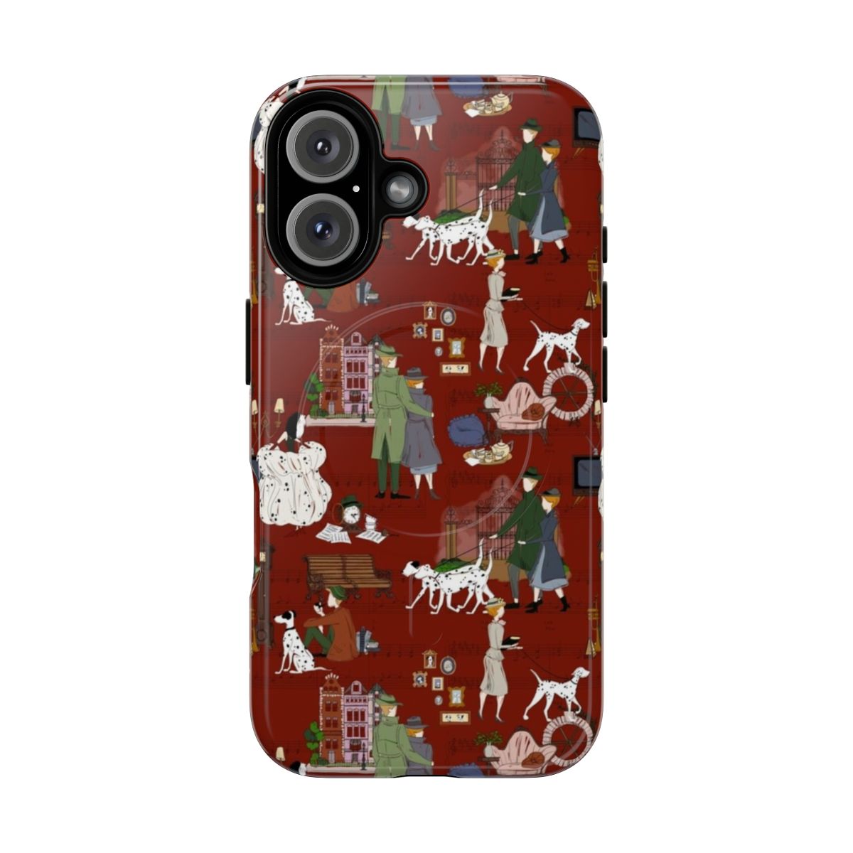 A 101 Dalmatians themed protective phone case with a red puppy pattern design