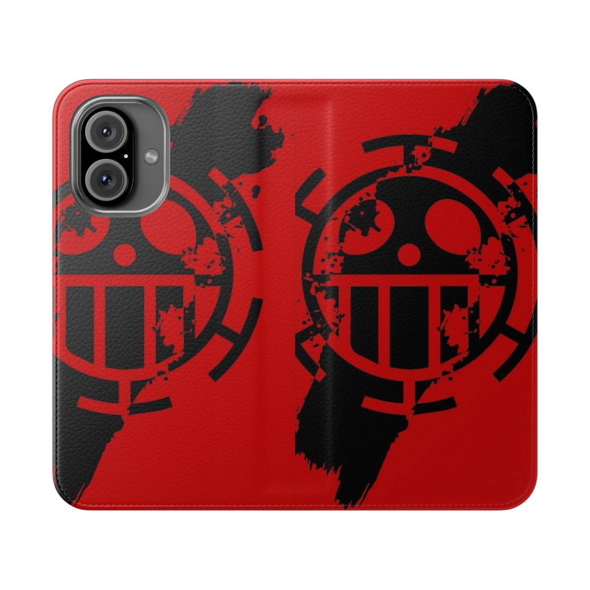 One Piece themed flip phone case with cartoon design