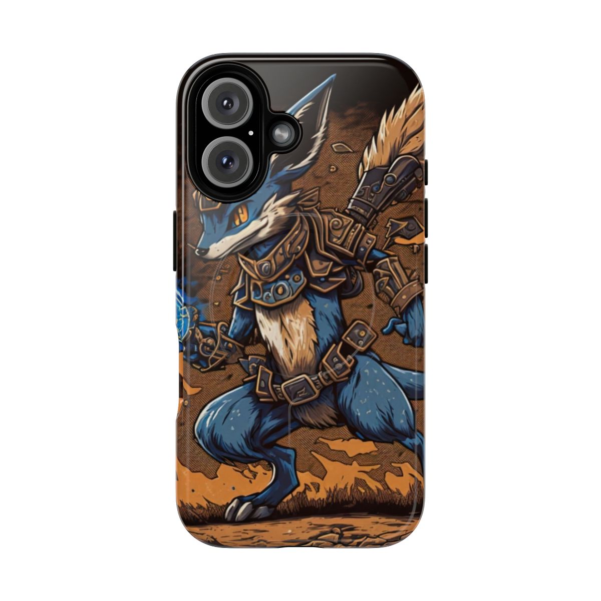 Lucario-themed magnetic protective phone case with tough design