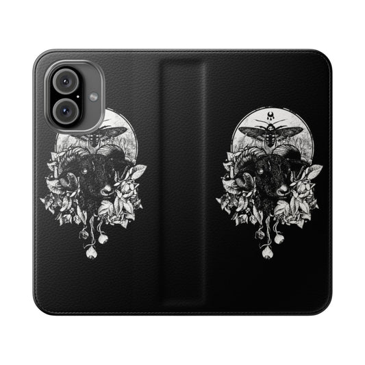 Dark gothic phone case with occult, nature, and metal designs