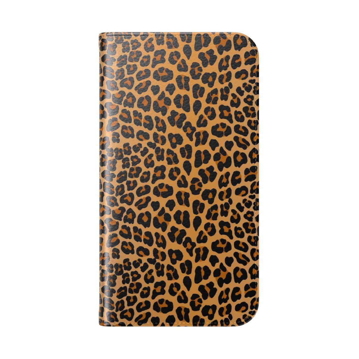 Leopard print flip cover phone case for smartphones - Folded Back