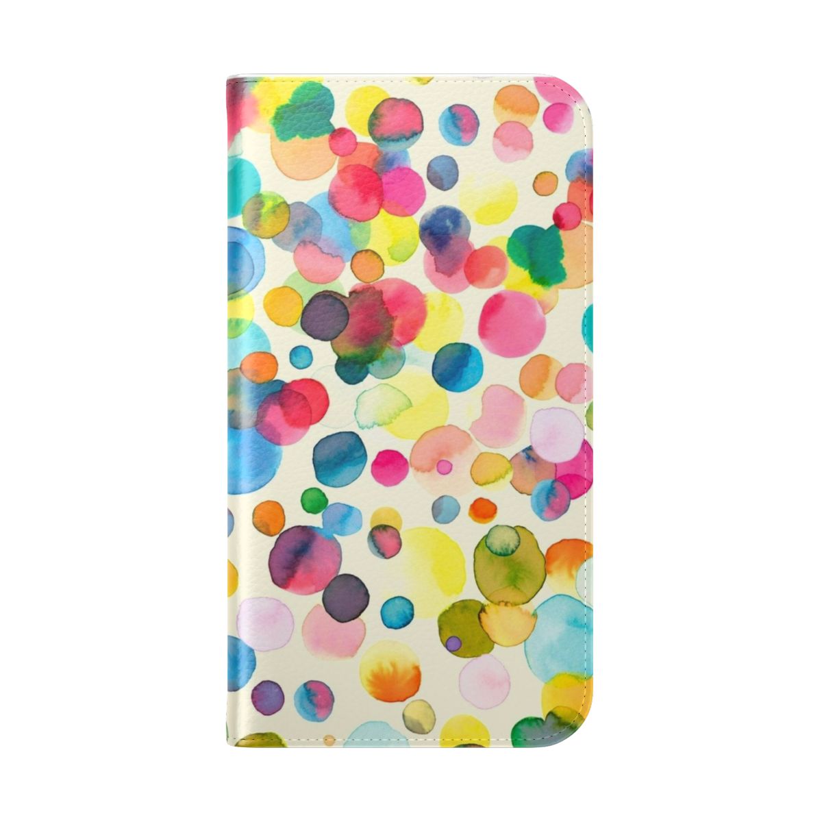 Colorful abstract watercolor-style phone case with dots and circles - Folded Back