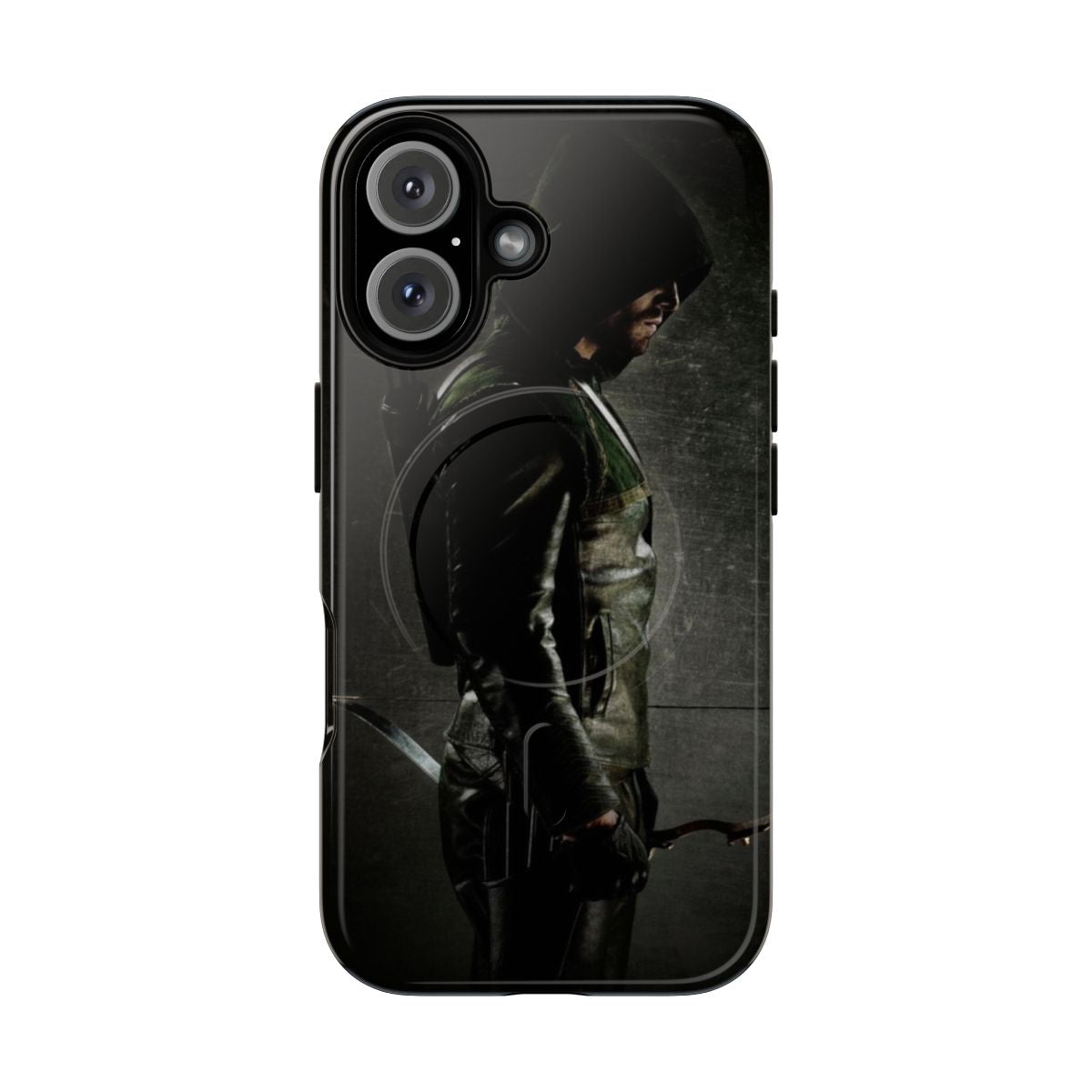 Magnetic tough phone case featuring an Oliver Queen and CW Arrow inspired design