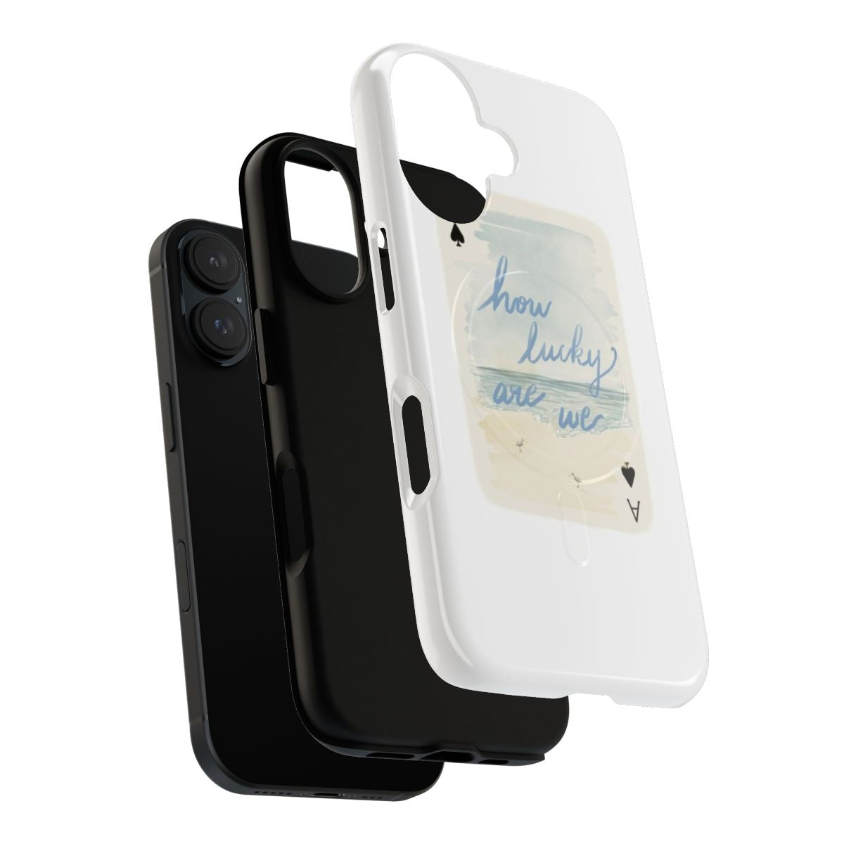 A durable magnetic phone case with a lucky beach seagull design. - Layers