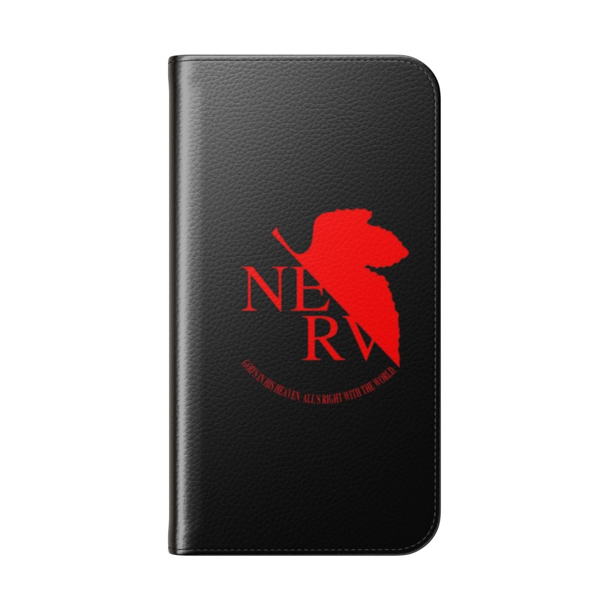 Nerv logo flip cover phone case with Evangelion characters - Folded Back