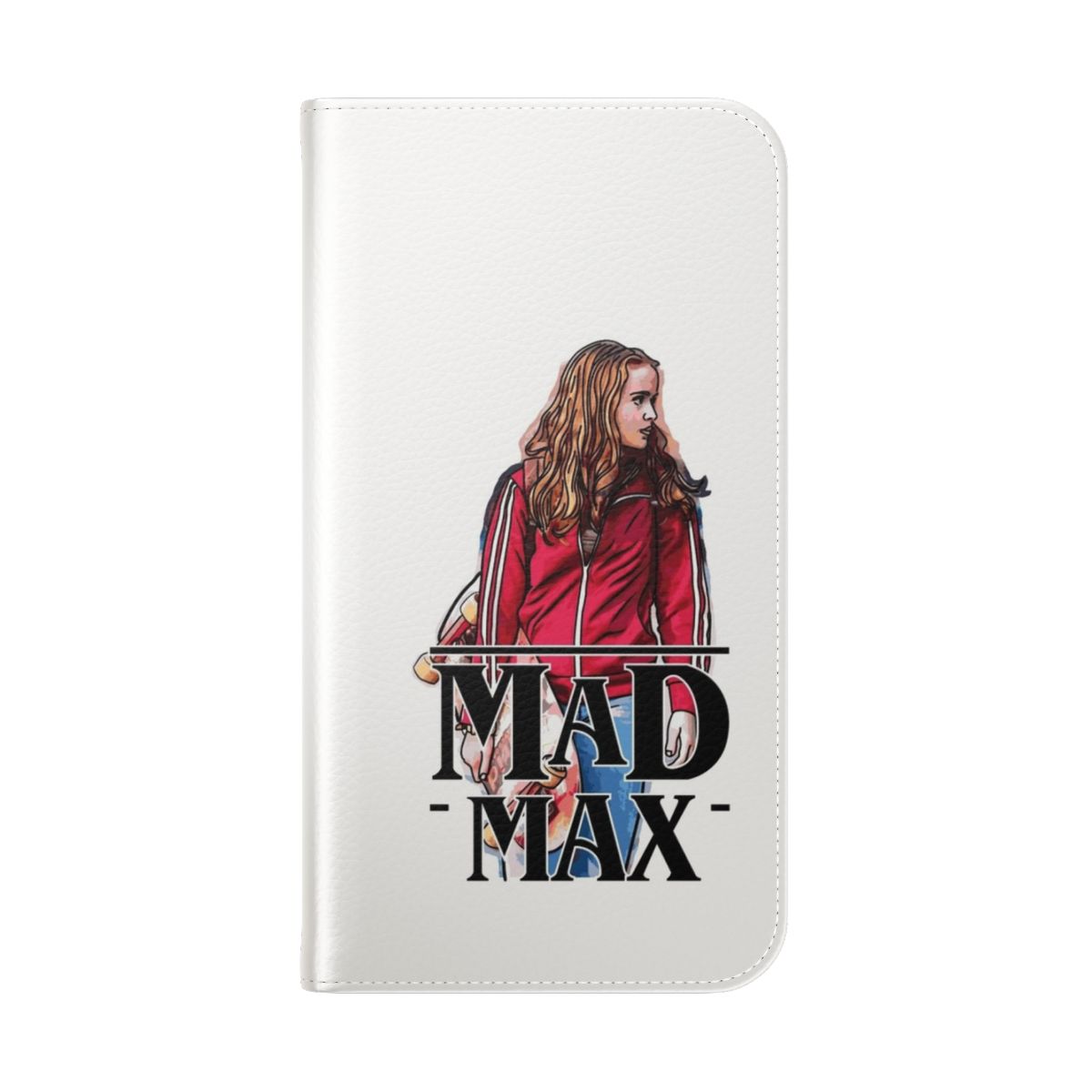 Vintage-style phone case featuring Mad Max and Stranger Things inspired design - Folded Back