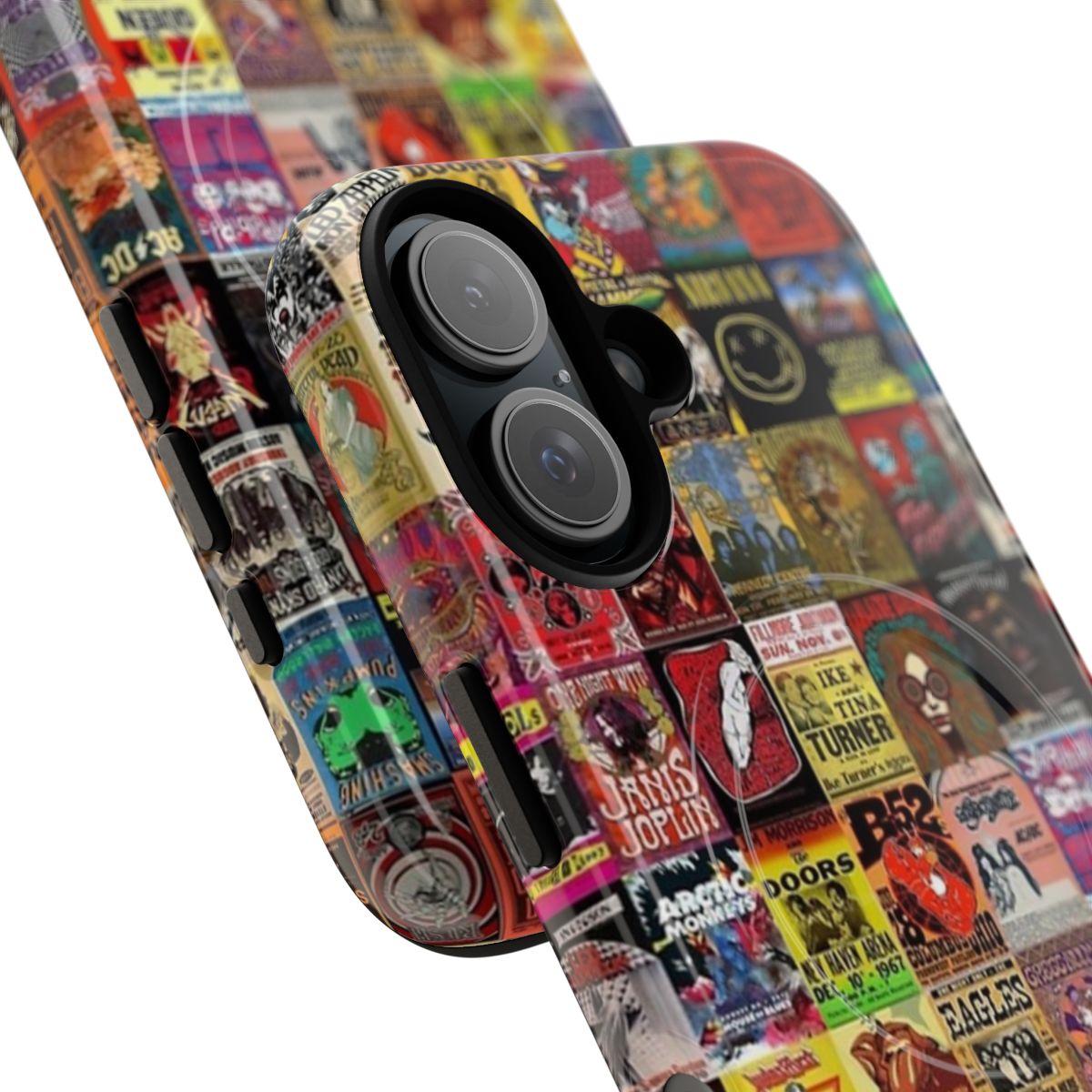 Rock band-themed magnetic phone case featuring a retro design - Detail