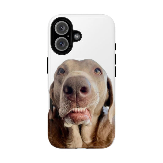 Silver Labrador dog face on a magnetic protective phone case