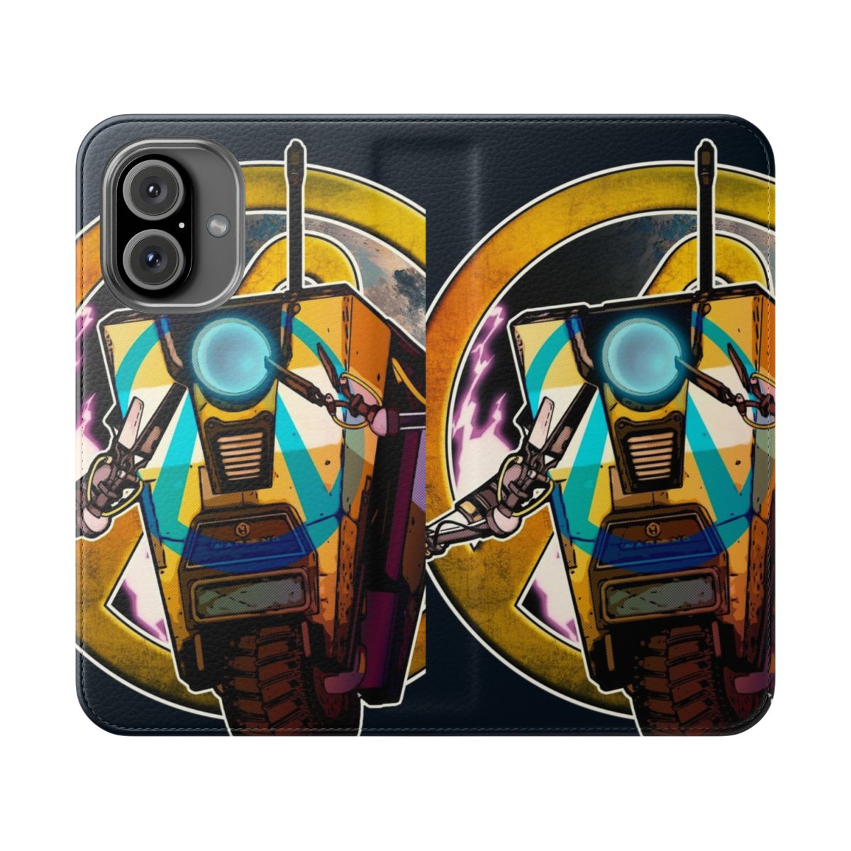 Borderlands-inspired Claptrap Psycho Pose phone case