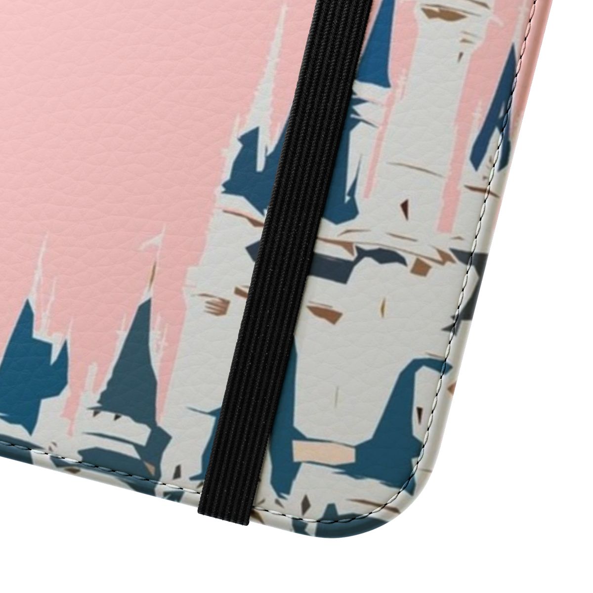 A stylish millennial pink phone case featuring a magical Disney castle design. - Close Up