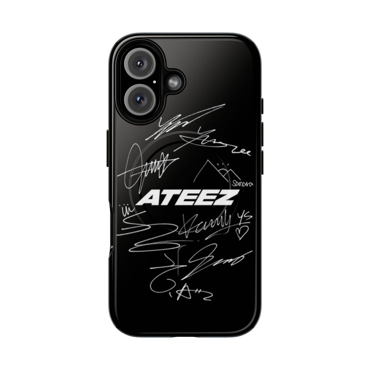 ATEEZ-inspired magnetic tough phone case with logo and autograph-style graphic design