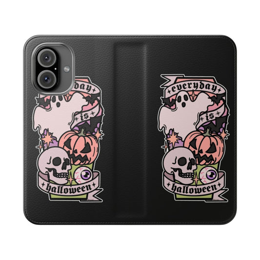 Spooky Halloween-themed phone case with creepy and witchy designs