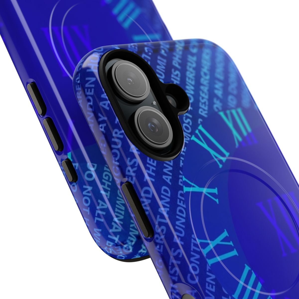 Persona 3 inspired phone case featuring a blue moon and lunar clock design - Detail