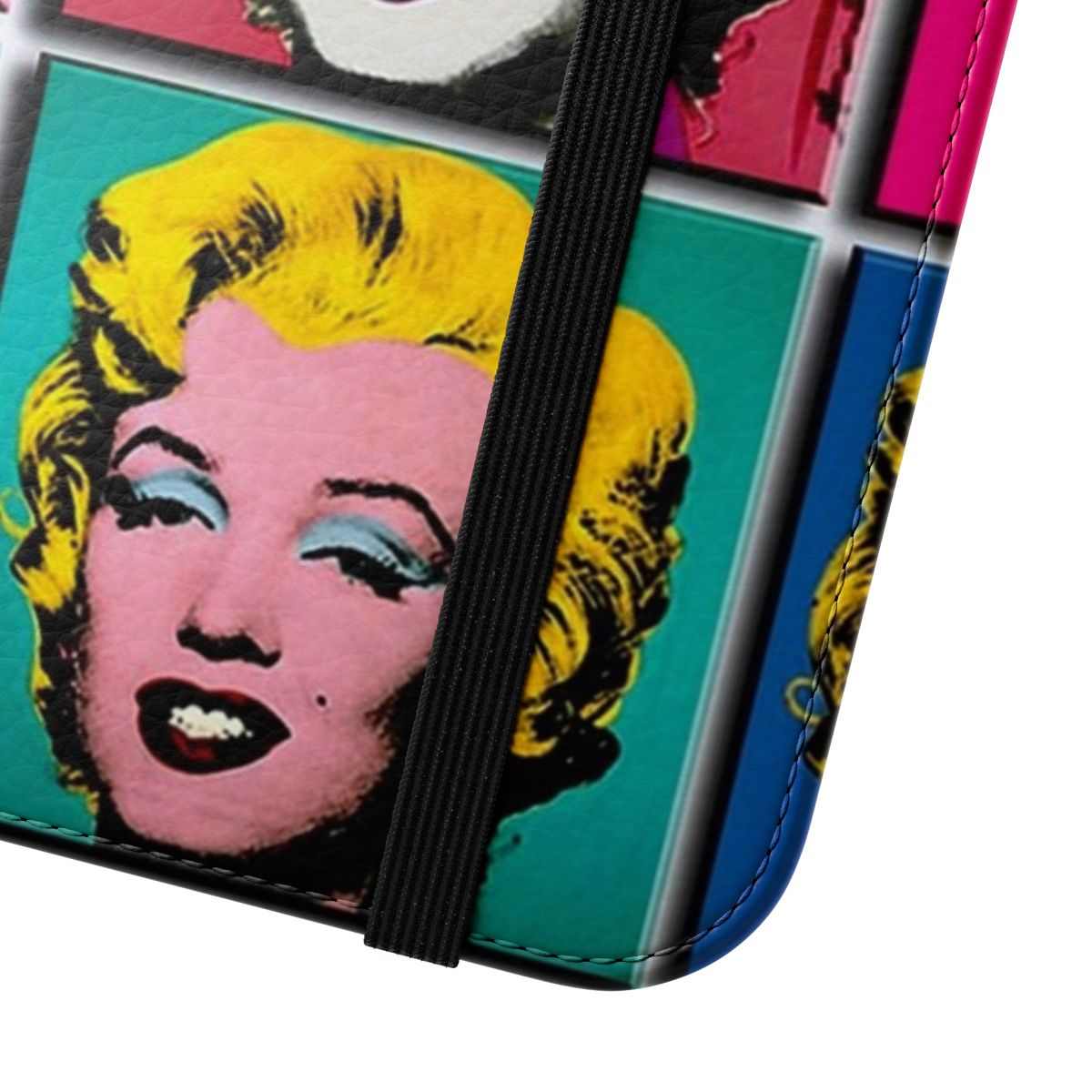 Abstract pop art style image of Marilyn Monroe on a protective flip phone case - Close Up