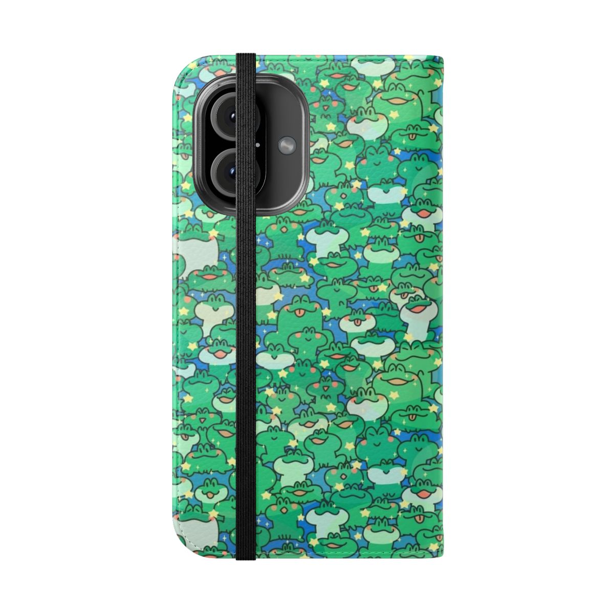 Colorful cartoon frog design on a protective phone case - Folded Front