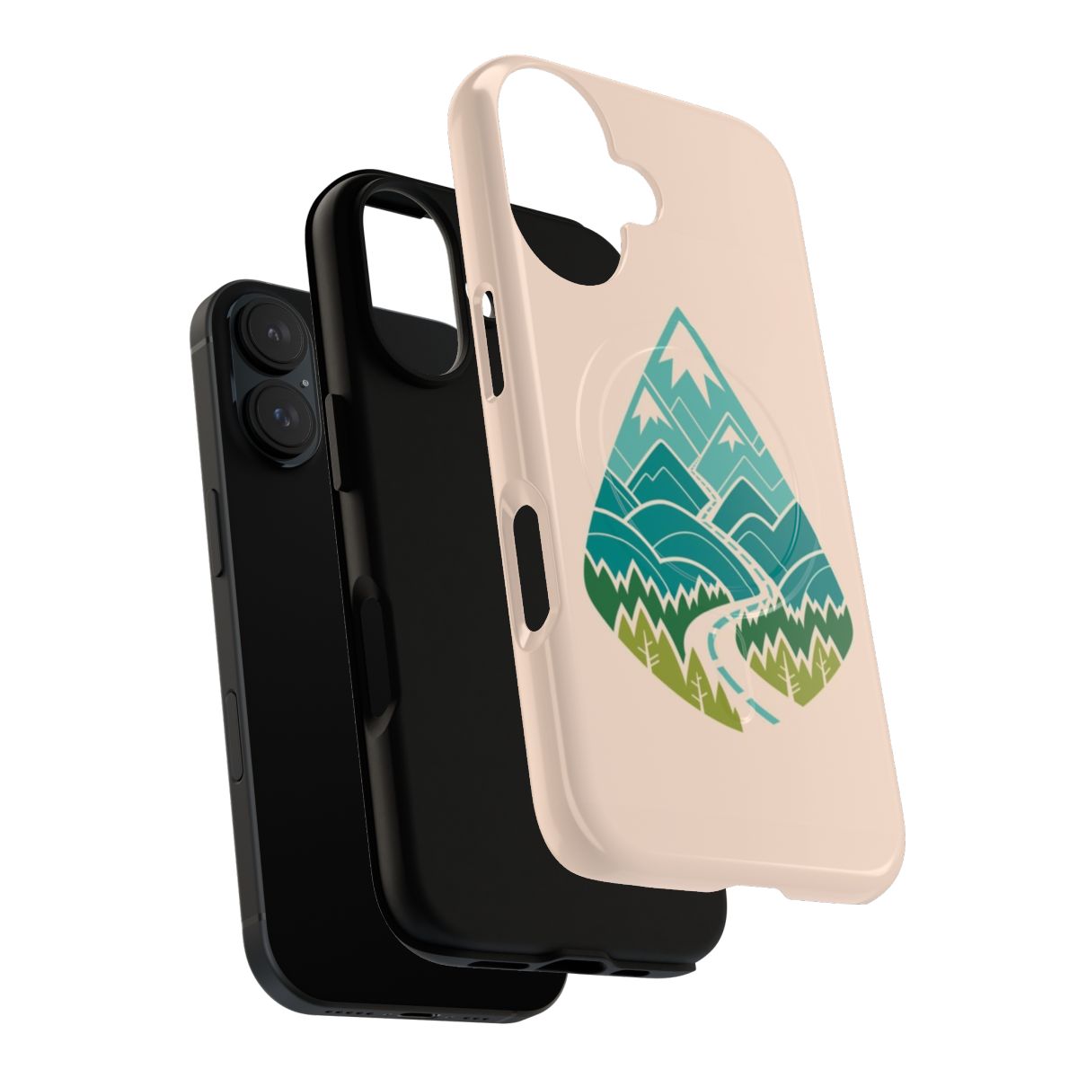 Spring magnetic tough phone cases featuring a scenic road through the mountains and forests. - Layers