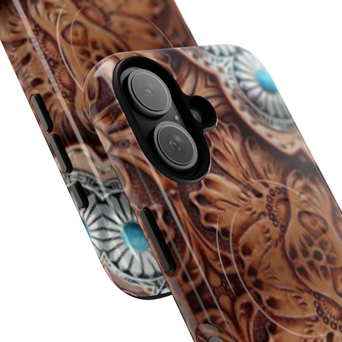 Rustic turquoise and brown cowboy tribal country phone case design - Detail