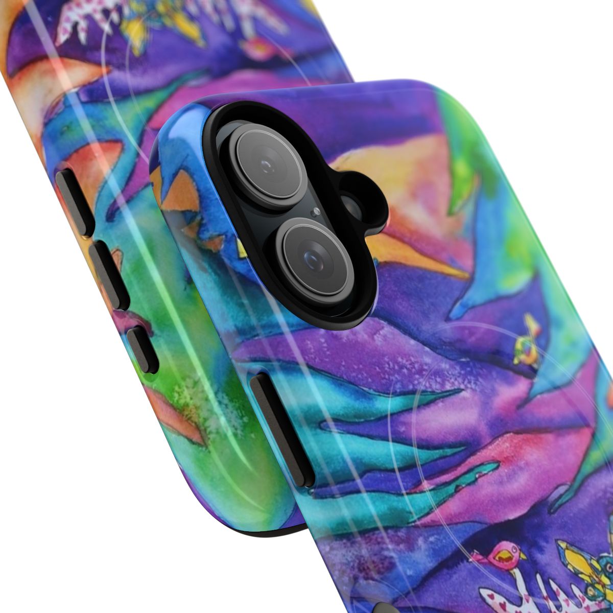 Colorful phone case with a vibrant moose design - Detail