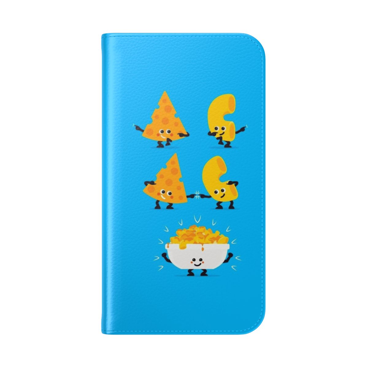 A vibrant and creative phone case featuring a fusion of macaroni and cheese design. - Folded Back