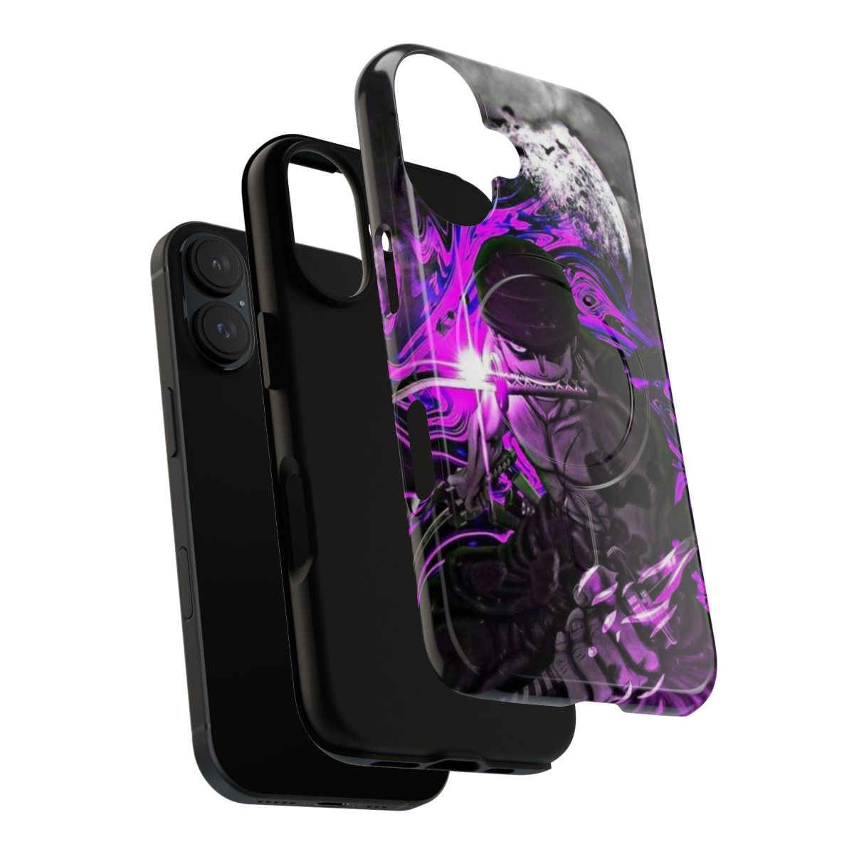 Magnetic phone case featuring the character Roronoa Zoro from the anime series One Piece - Layers