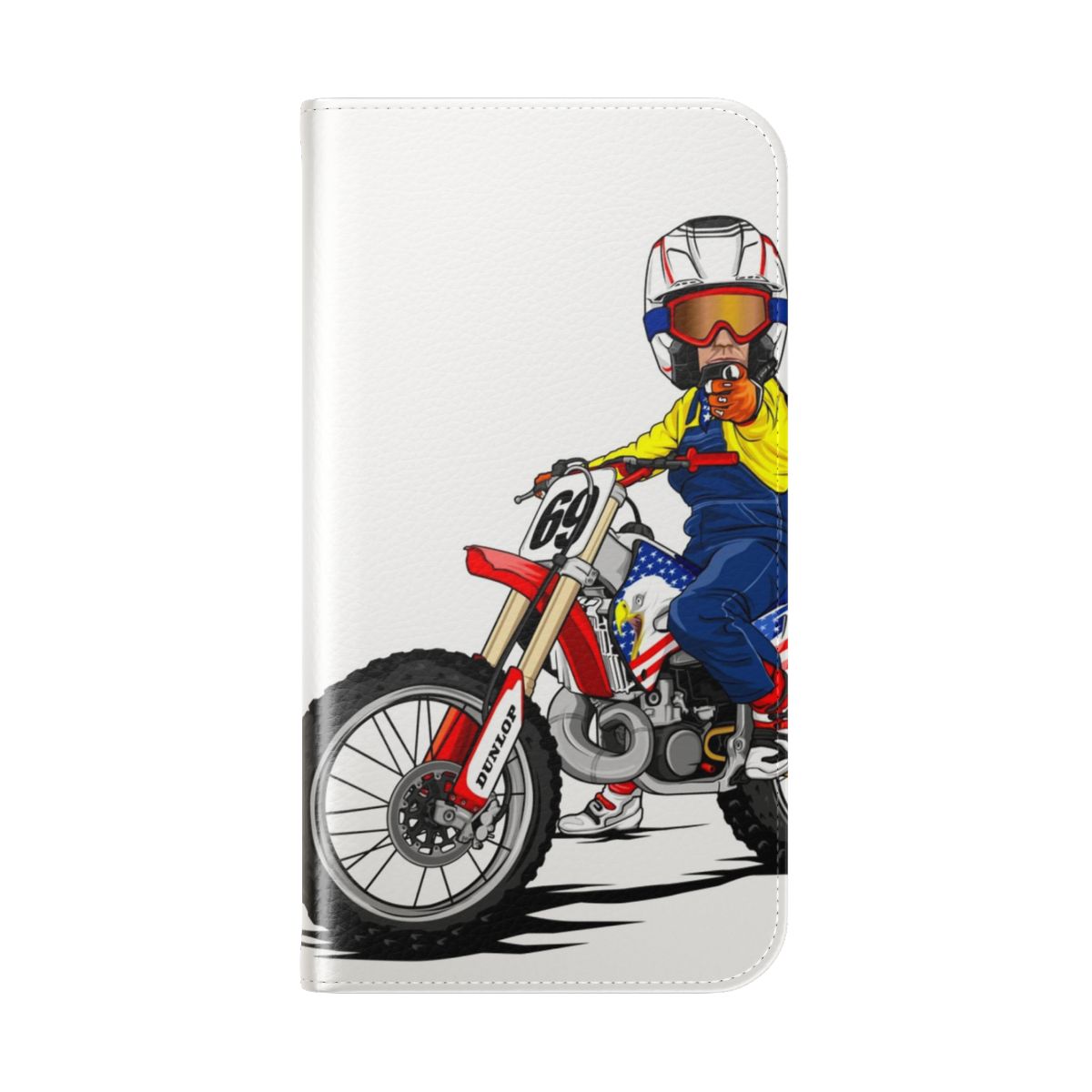 Custom motorcycle-themed flip cover phone case - Folded Back