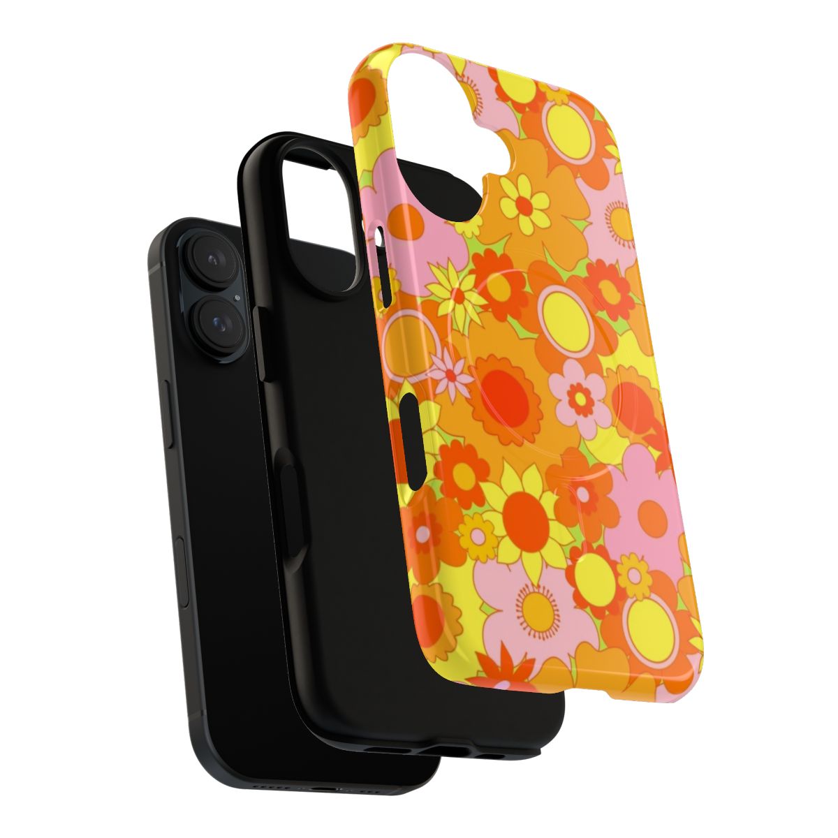 A colorful floral pattern phone case in retro 70s style - Layers