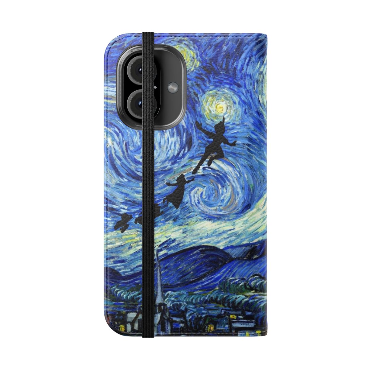 Starry night phone case with Peter Pan inspired artwork - Folded Front