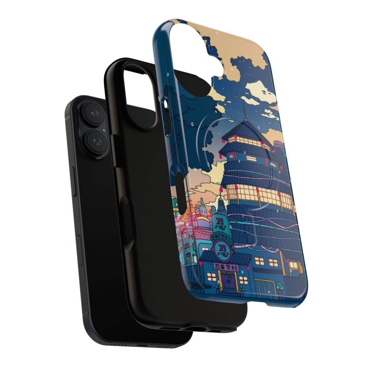 Minimalist phone case with a melancholic, pensive design inspired by Japanese aesthetics and anime. - Layers