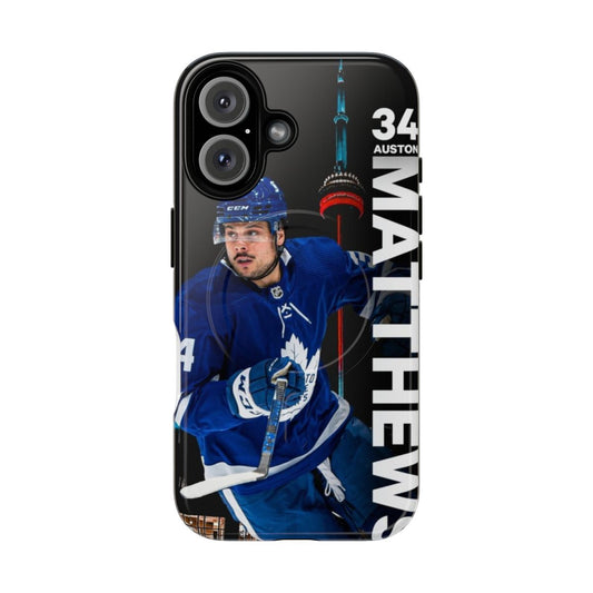 Auston Matthews inspired magnetic and tough phone case for Toronto Maple Leafs fans