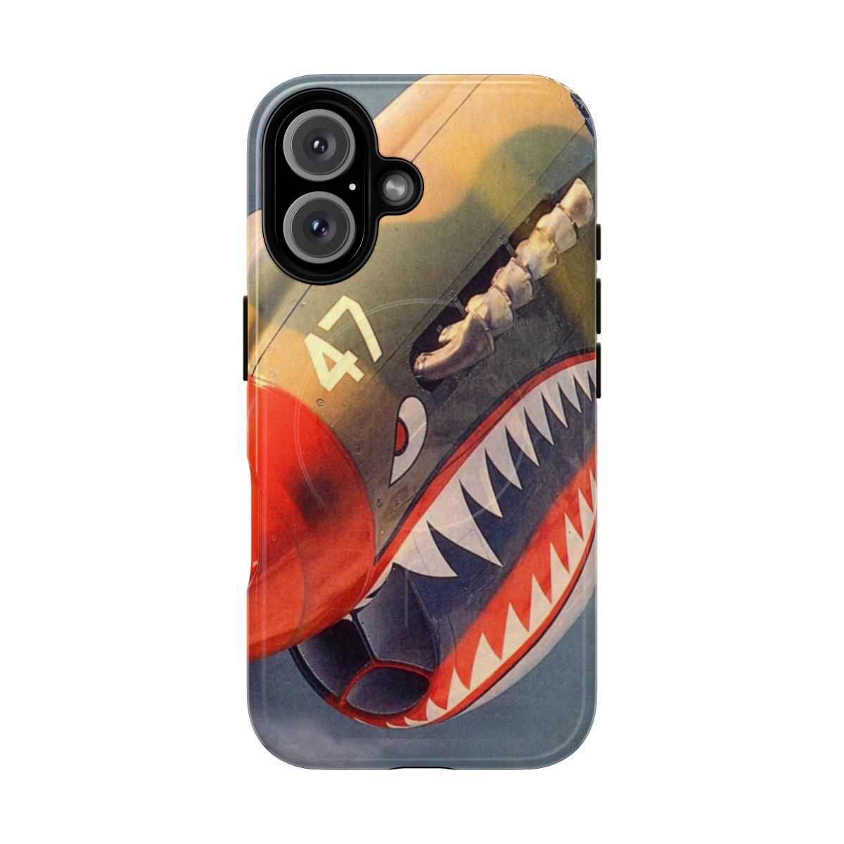 Magnetic phone case with P40 Warhawk aircraft design