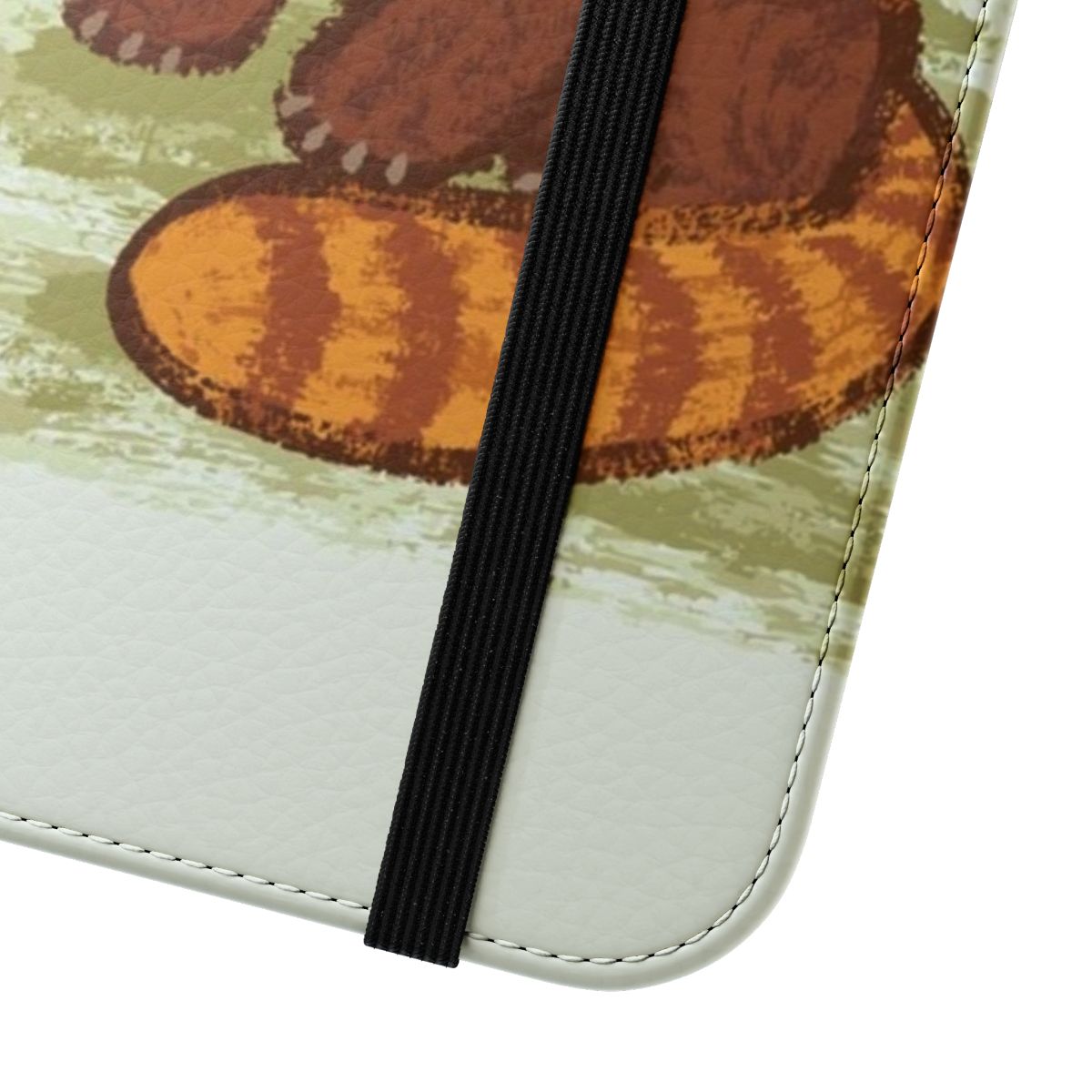 A close-up photo of a red panda printed on a phone case - Close Up