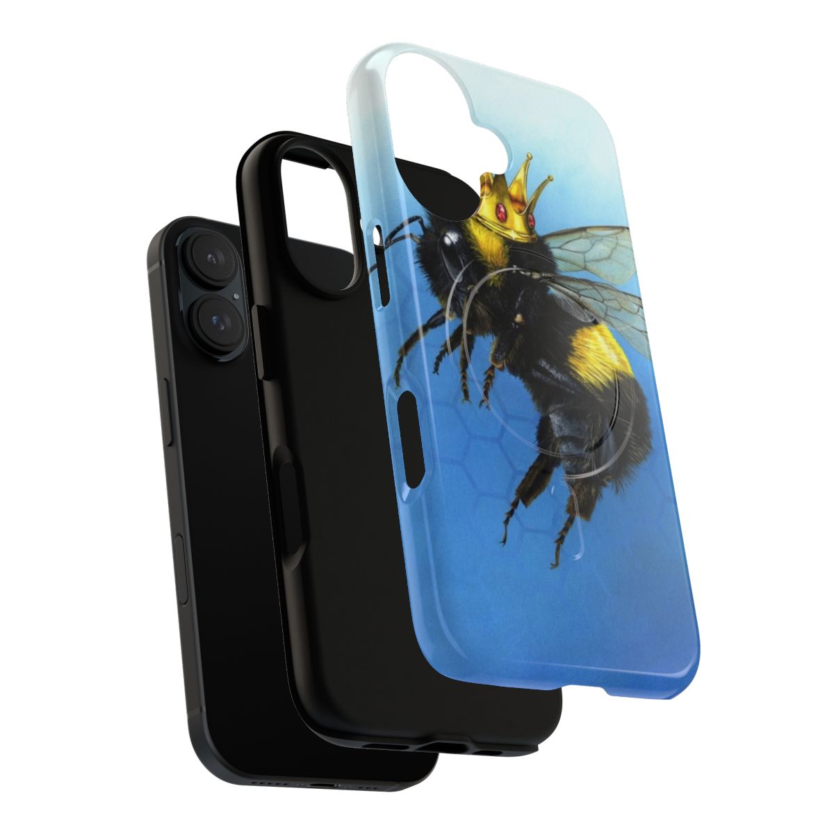 Colorful phone case with a hand-painted queen bee design - Layers