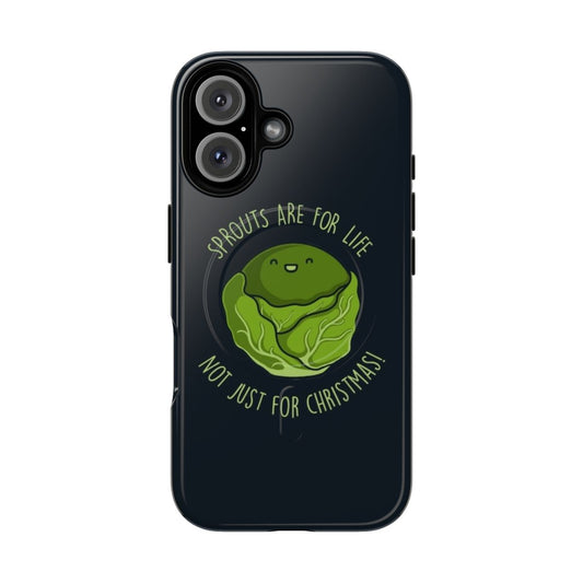 A vibrant and playful phone case featuring an illustration of fresh sprouts or brussels sprouts.