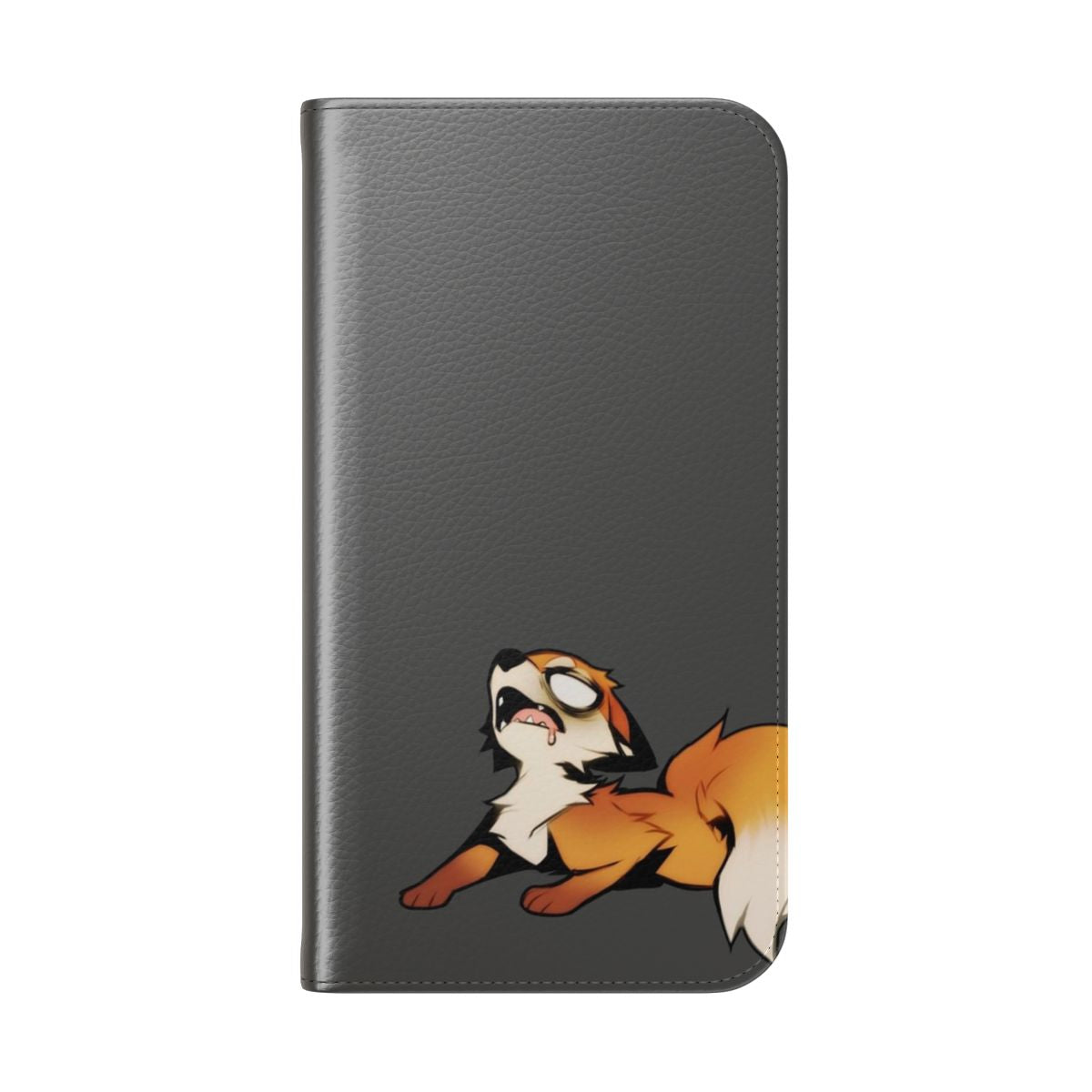 Exhausted Furry Fox Flip Cover Phone Case - Folded Back