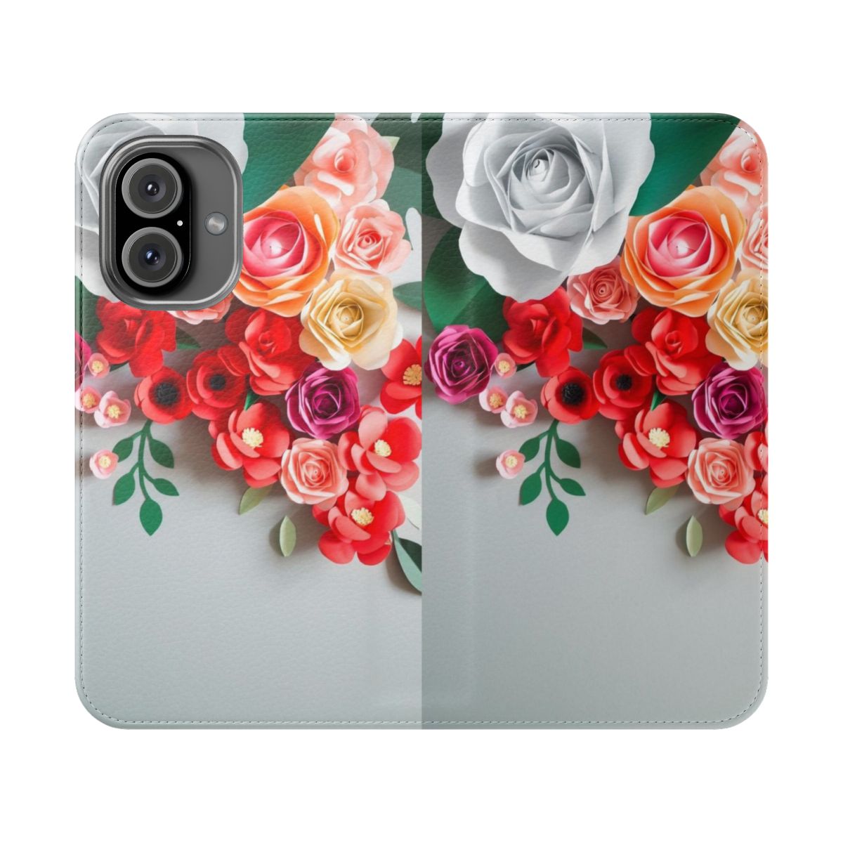 Handmade paper flower phone case with colorful floral design