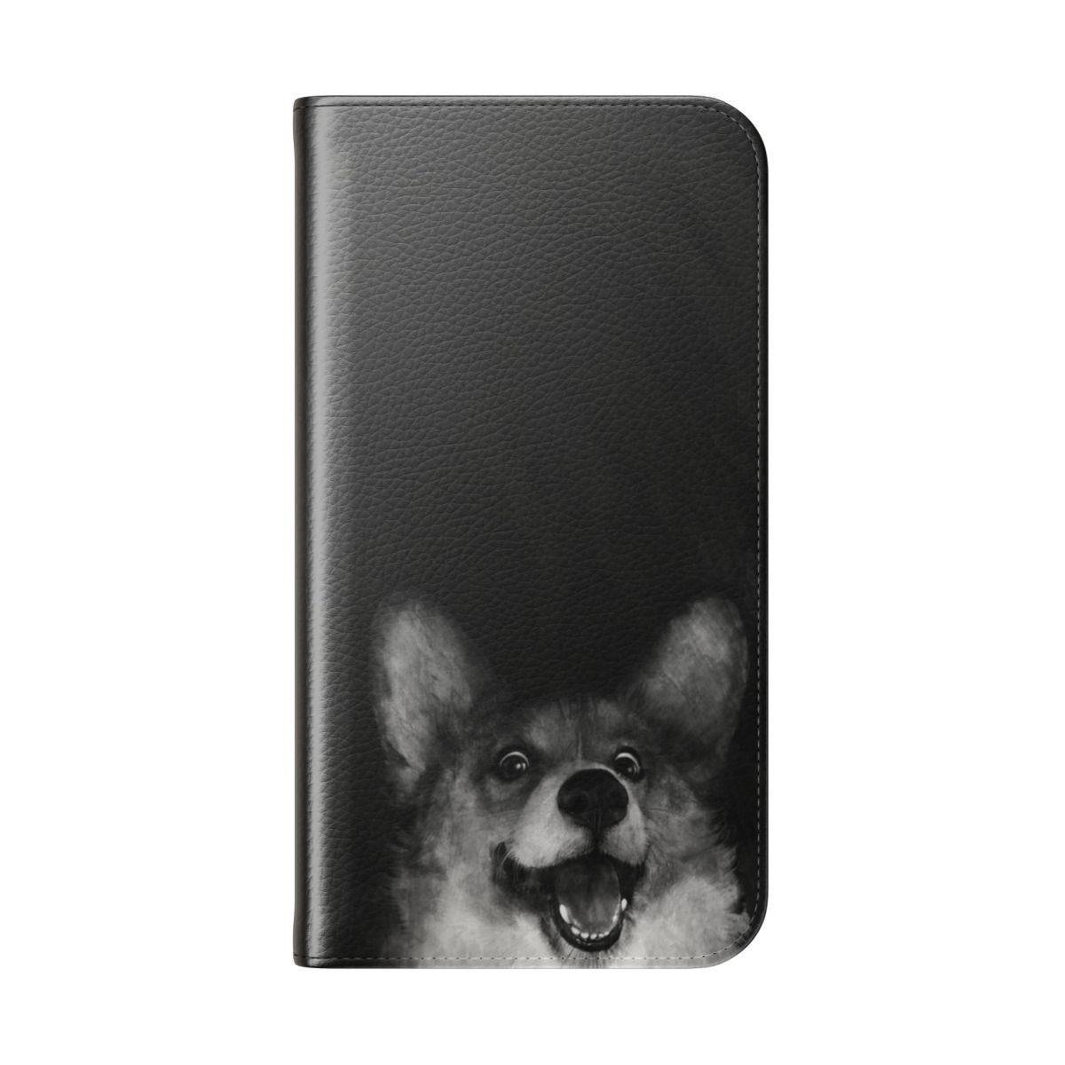 Flip cover phone case featuring a cute corgi and sausage dog design - Folded Back