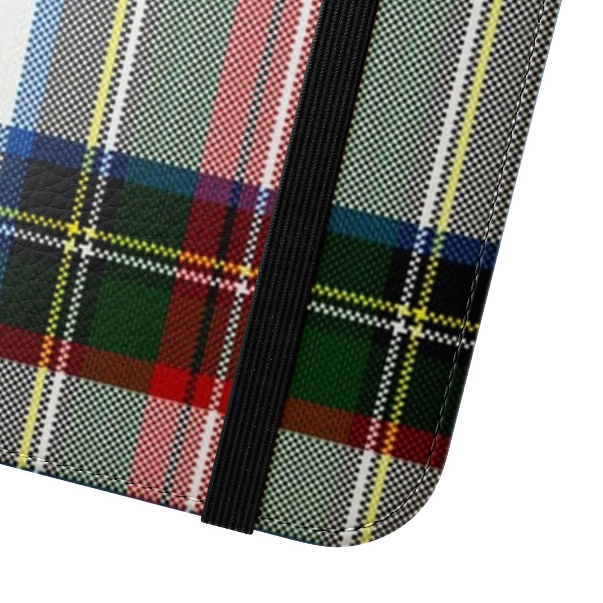 Colorful tartan plaid pattern phone case featuring a traditional Scottish clan design - Close Up