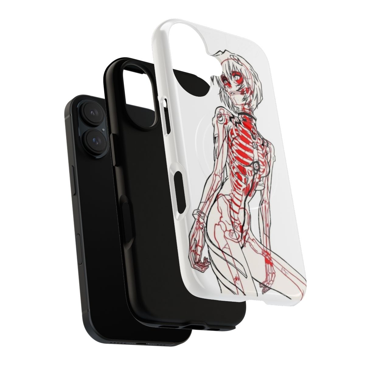 Rei Ayanami-inspired phone case with x-ray design and magnetic feature - Layers