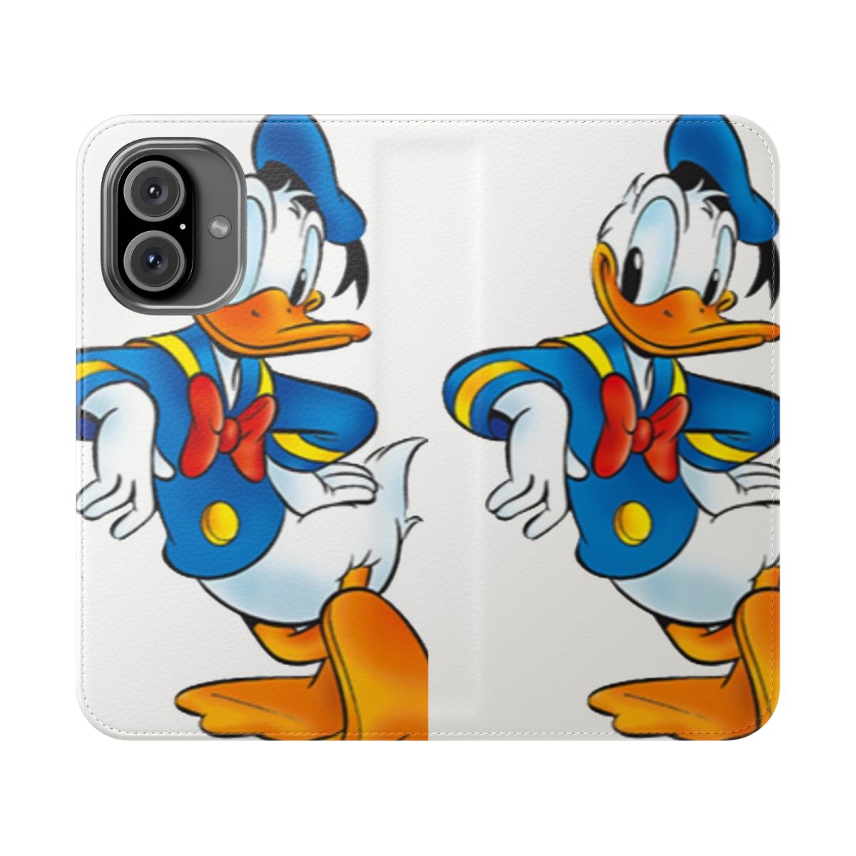 A durable and stylish flip cover phone case featuring the beloved Disney character, Donald Duck.