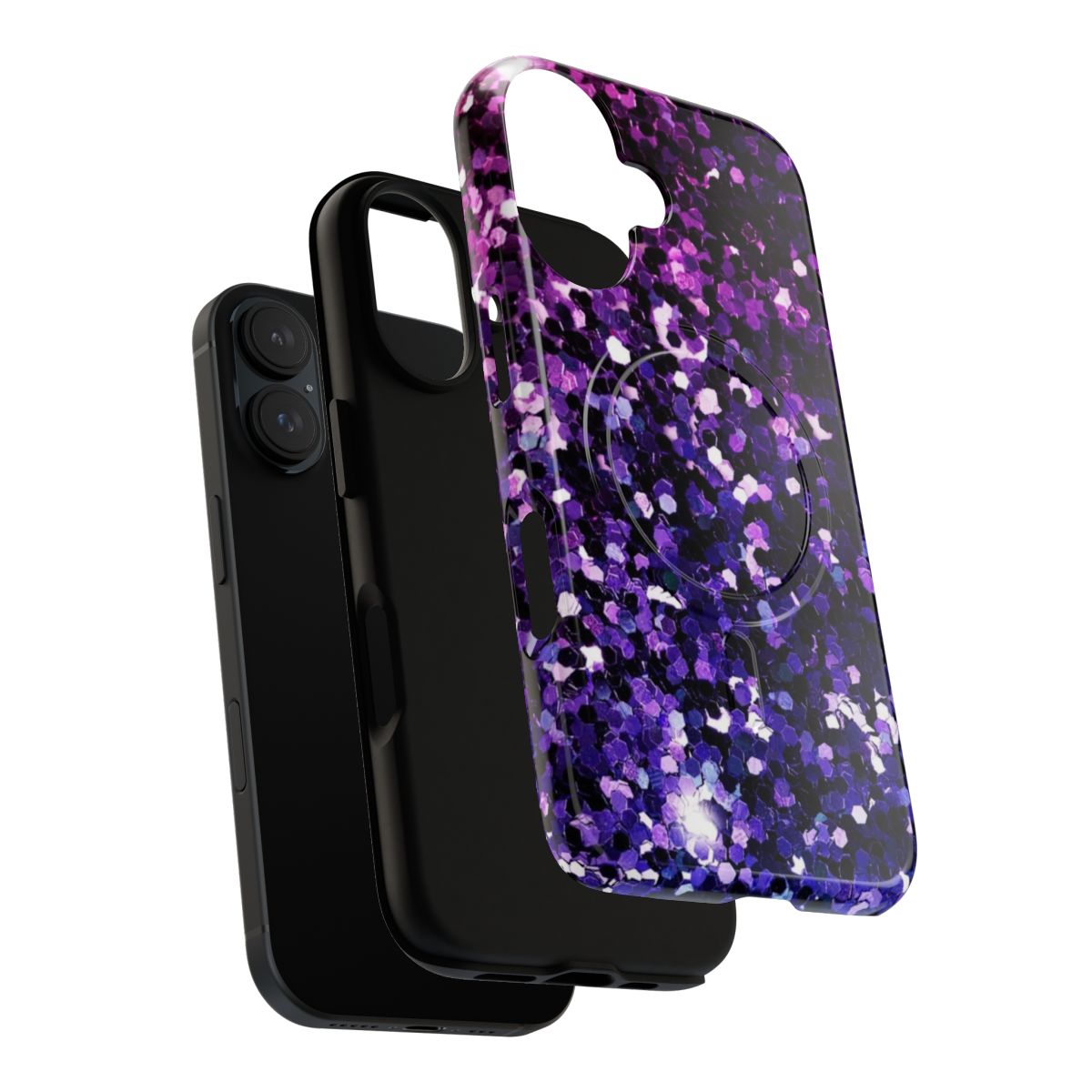 Purple ombre phone case with sparkling stardust glitter design - Layers